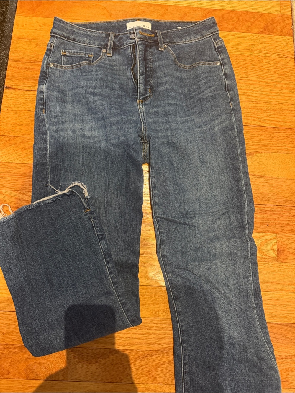 LOFT Straight Leg Jeans in Medium Wash Blue